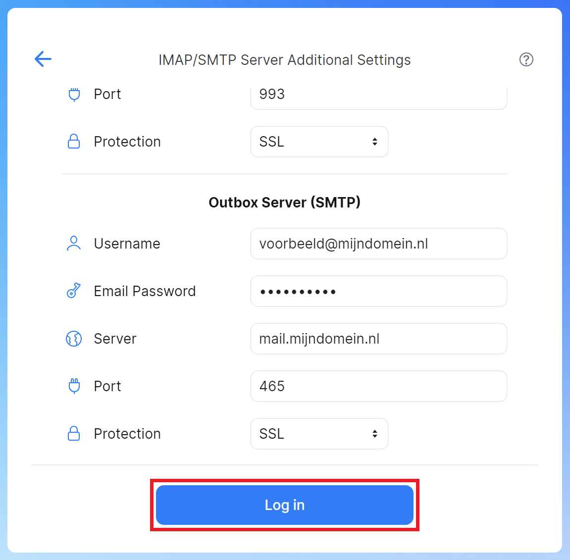 Spark - Server Additional Settings - Log in.png